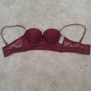 Burgundy Lace Bra Bustier Top